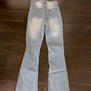 Button fly wide leg jeans